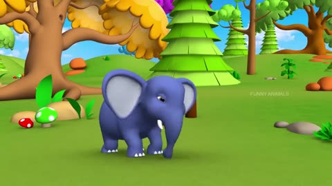 Elephant & Monkey Play with Forest Animals to Ride on Slider in Jungle