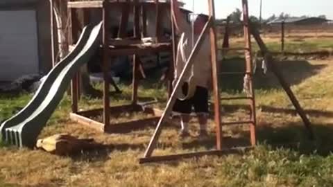 Epic fail: Kid totally destroys swing set
