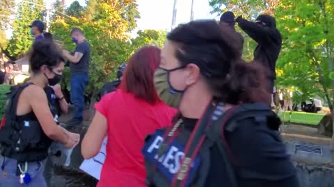 AntiFa Learns Quickly Not To Attack Women At Oregon Back The Blue Event