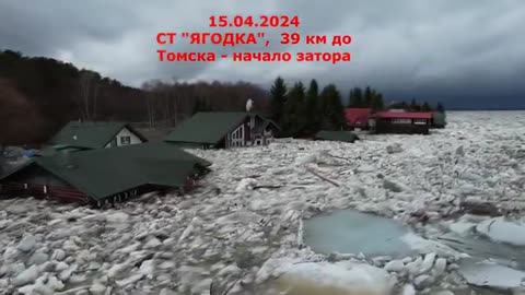 Worst flood in the last 50 years in the suburbs of Tomsk in Russia.