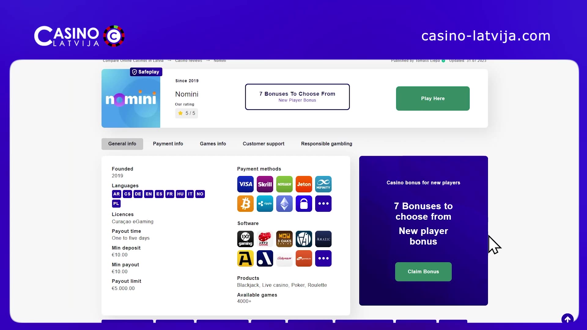 Nomini Casino Review