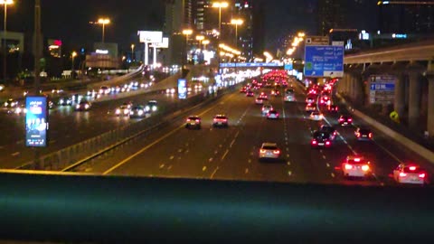 Dubai Sheikh Zayed Road at night