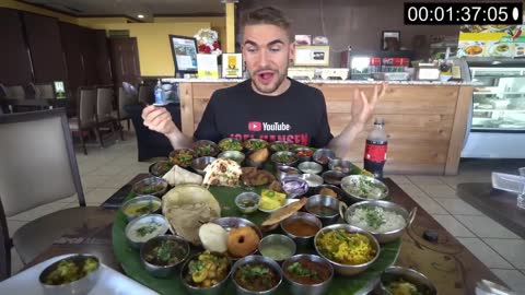 56-ITEM "IMPOSSIBLE" BHOG THALI CHALLENGE! $250)! THE CHALLENGE OF INDIAN FOOD