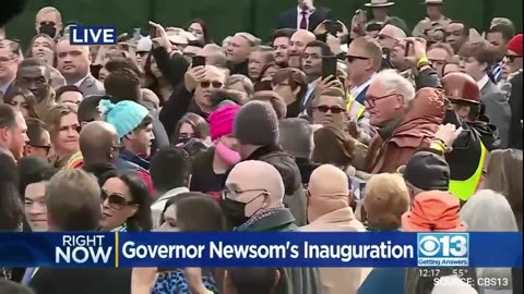 WATCH: Conservative Crowd Member Hilariously Trolls Gavin Newsom During His Inauguration Speech