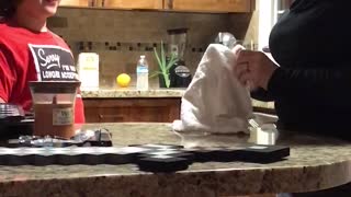 Mom Pranks Son with Water Bottle Magic Trick