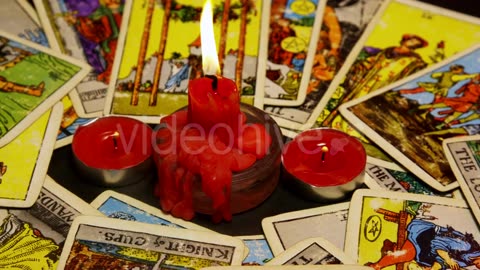 Tarot Cards and Red candles O5b