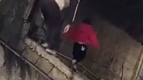 A Heartbreaking Moment, A Man Jumps Off A Bridge, Abandoning His Child, And He Got Rescue