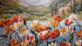 Simon Tate "Mountain Meadow Poppies i" 18x24