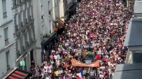 Massive Demonstration on the Streets of Paris Against the Newly Announced French Vaccine Passport
