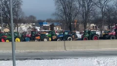 Farmers Are Blocking The Canada/U.S. Border In Sarnia, Ontario, Canada.