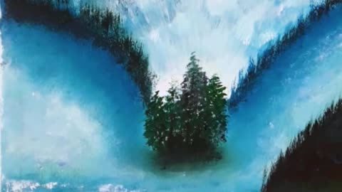 acrylic painting blue water scenery for beginners