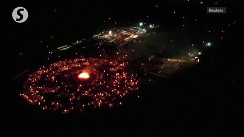 Floating lanterns released in the sky to celebrate 'Festival of Lights' in Thailand