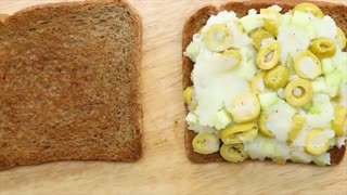 Potato Salad Cucumber Olives Sandwich