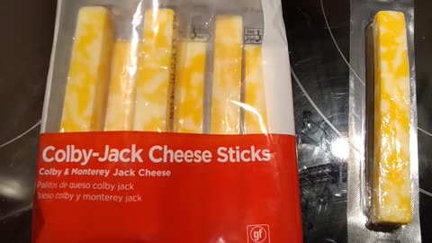 Eating Gordon Choice Colby-Jack Cheese Sticks, Dbn, MI, 4/29/24