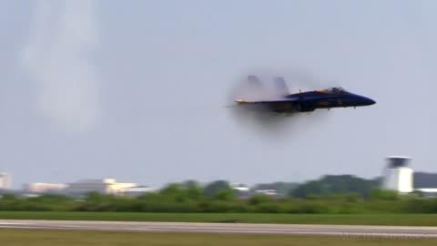 Blue Angel In High Speed Mach Pass w_ Vapor Wave - 2015