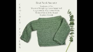 Easy Crochet Pattern Baby And Childrens Boat Neck Sweater