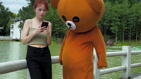 Teddy bear in cute Girl prank teddy bear 🧸 prank