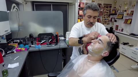 GET RELIEF FROM DAILY STRESS WITH TURKISH BARBER MUNUR ONKAN . ASMR SKIN CARE AND ,BEARD SHAVE