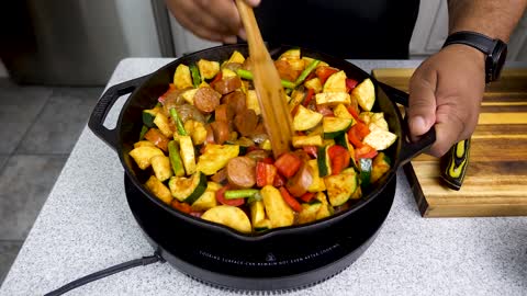 Cajun Shrimp and Sausage Vegetable Skillet