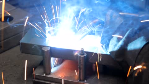 manual welding work in the workshop in production