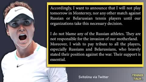 WORLD TENNIS PROTEST!! Beautiful Ukraine's Svitolina Refuses to play Russian Players