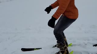 Teaching buddy how to ski. Didn't quite make it on this run.