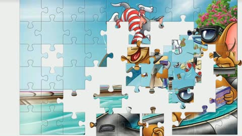 Puzzle.Tom and Jerry are relaxing at the resort.