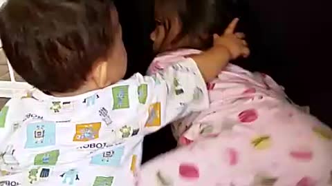 Funny toddler sister tells baby brother she needs space!