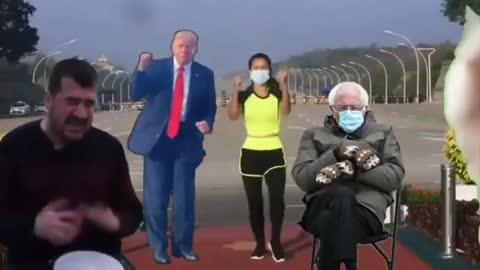 Trump Dancing Bernie Sitting