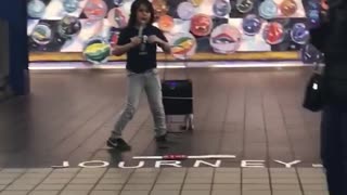 Little boy sings in subway station