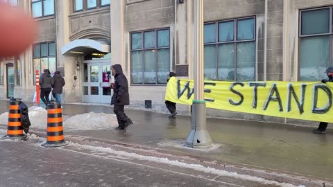 Look at this gigantic sign that just walked past! Freedom Protest - Ottawa February 13