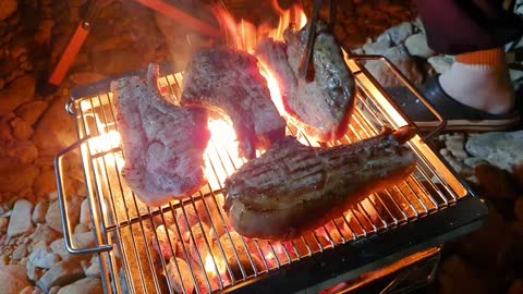 Delicious charcoal barbecue