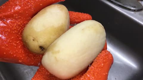 Potato Peeling Gloves Vegetable Peeler Tater MITTS Gloves Kitchen Gadget Tool 1 Pair Orange GiZ WiZ