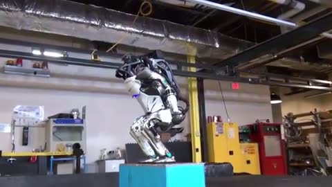 Robot dances and moves in a spiral