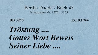 BD 3295 - TRÖSTUNG .... GOTTES WORT BEWEIS SEINER LIEBE ....