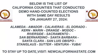DEMO ELECTIONS SUCCESS! Congratulations NEW CALIFORNIA!