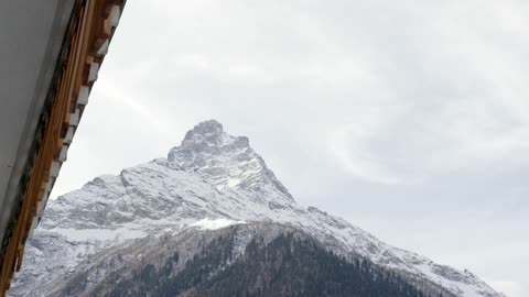 Excellent View Footage Of Snow Capped Mountain