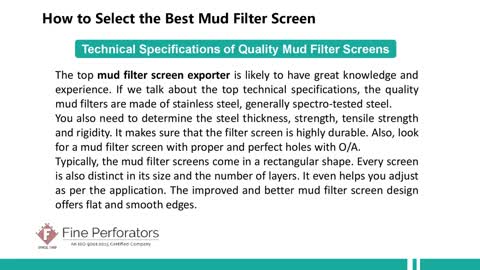 How to Select the Best Mud Filter Screen