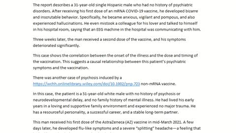 Psychosis linked To Covid-19 Vaccines