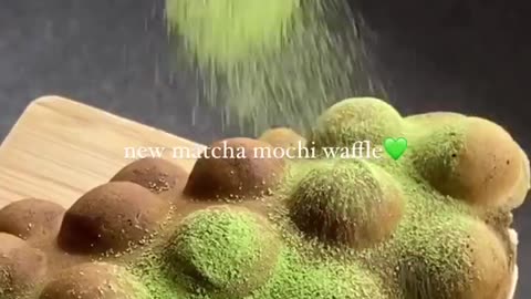 Fall in love with our matcha mochi bubble waffles 😄