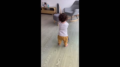 cute baby toddler mopping
