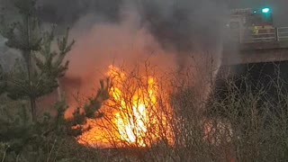 Massive Burning Truck on Motorway