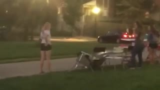 Guy brown shirt drinks beer and breaks random table