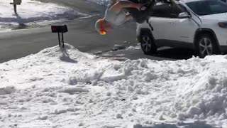 Skier Back Flips in the Front Yard