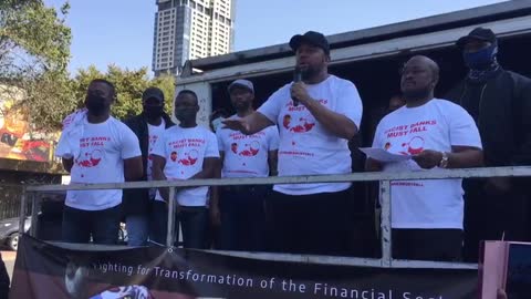 Transform SA speaks at protest in Sandton