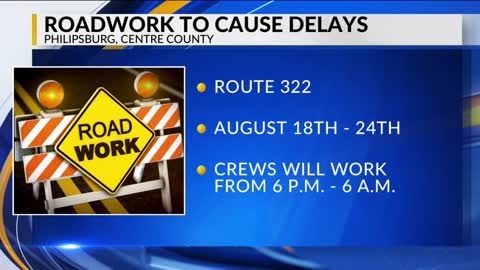 Roadwork to cause delays