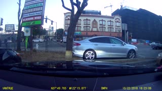 Motorcycle Rips Bumper Off Car