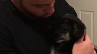Man meeting his best friend for the first time