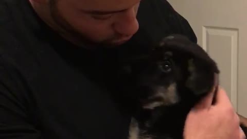 Man meeting his best friend for the first time