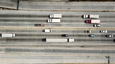 Highway traffic seen through drone